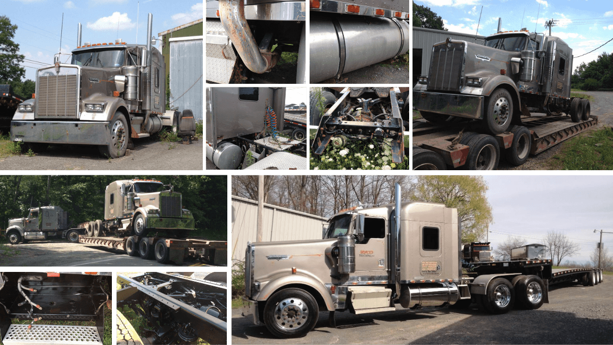 2000 Kenworth restoration, before and after, restored with dad